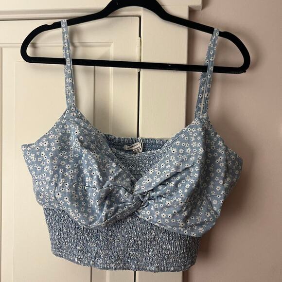 American eagle xl Extra Large Womans Tank Top Floral Blue - Picture 1 of 4